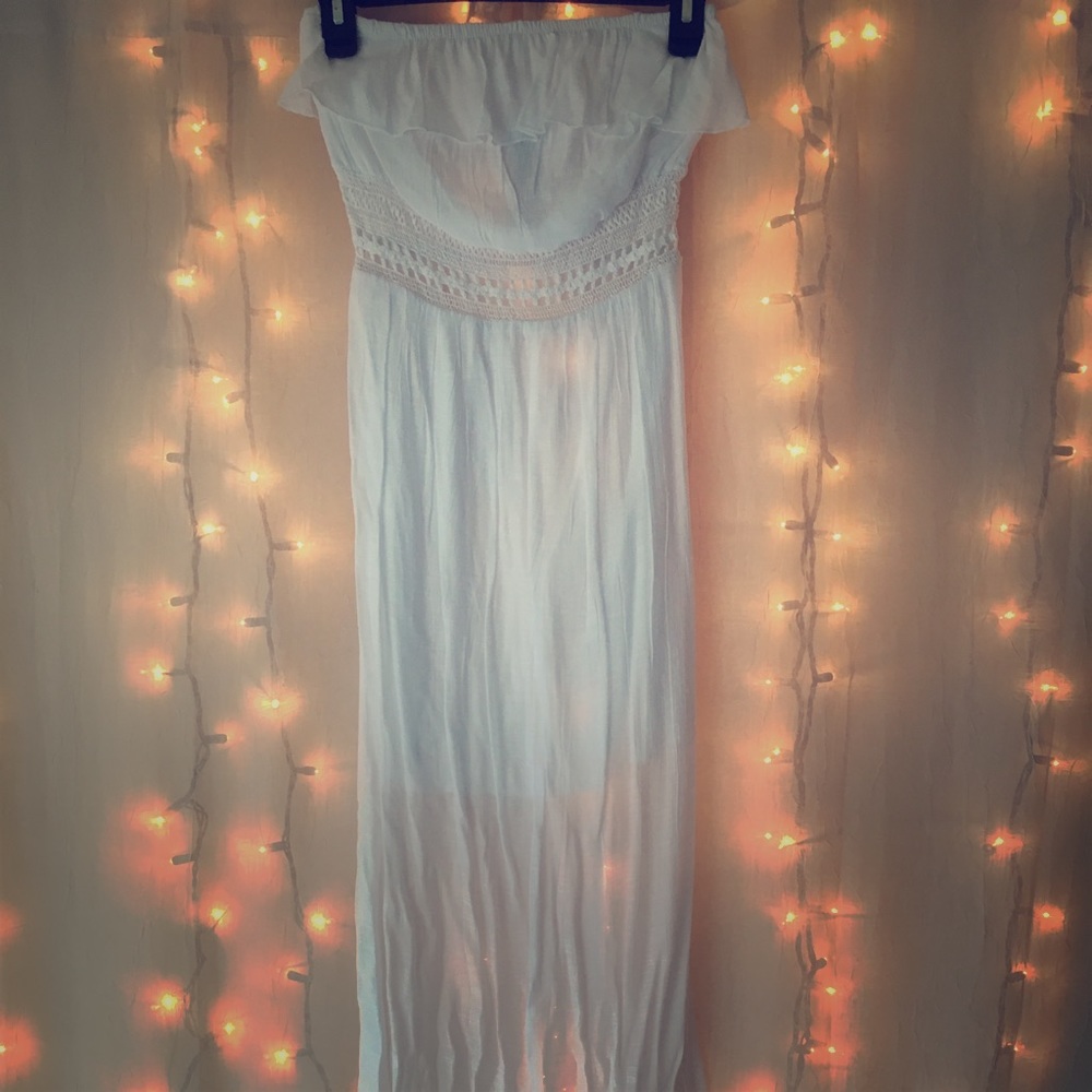 White Strapless Maxi Dress